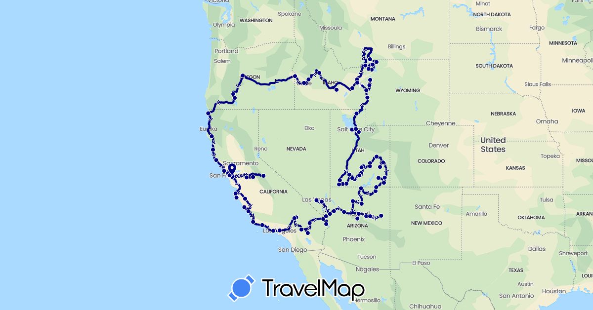 TravelMap itinerary: driving in United States (North America)